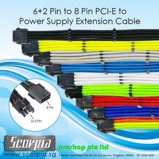 6+2 Pin to 8 Pin PCIe/PCI-e to Power Supply(PSU) Extension Cable