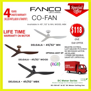 FANCO DELGALA Cheapest DC Ceiling Fan with Remote Control |  RGB light Optional | EXPRESS FREE DELIVERY