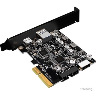 Star  PCI-E to USB 3.2 Expansion Card 10Gb Type E PCI Express Card 19/20 Pin Header for Type C Front Panel Mount PCIE Adapter