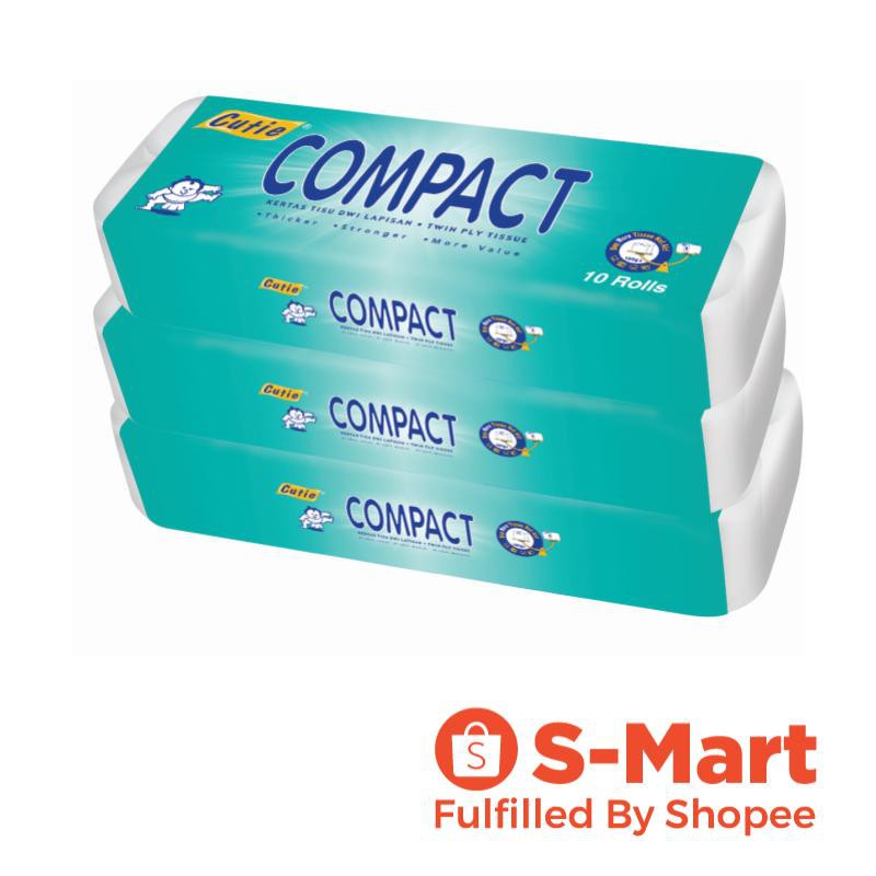Cutie Heavy Duty Compact Toilet Roll, 10 Rolls, Pack of 3 (180g/Roll) Toilet Paper Shopee