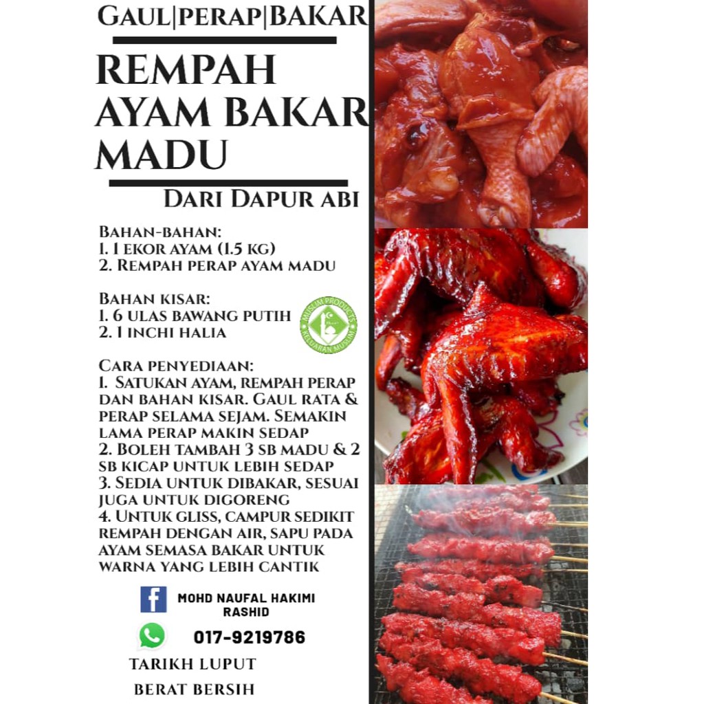 Shop Malaysia Promosi Rempah Ayam Bakar Bbq Madu Ala Pasar Malam Marinated Chicken Grilled Barbeque Night Market Style Promotion Shopee Singapore