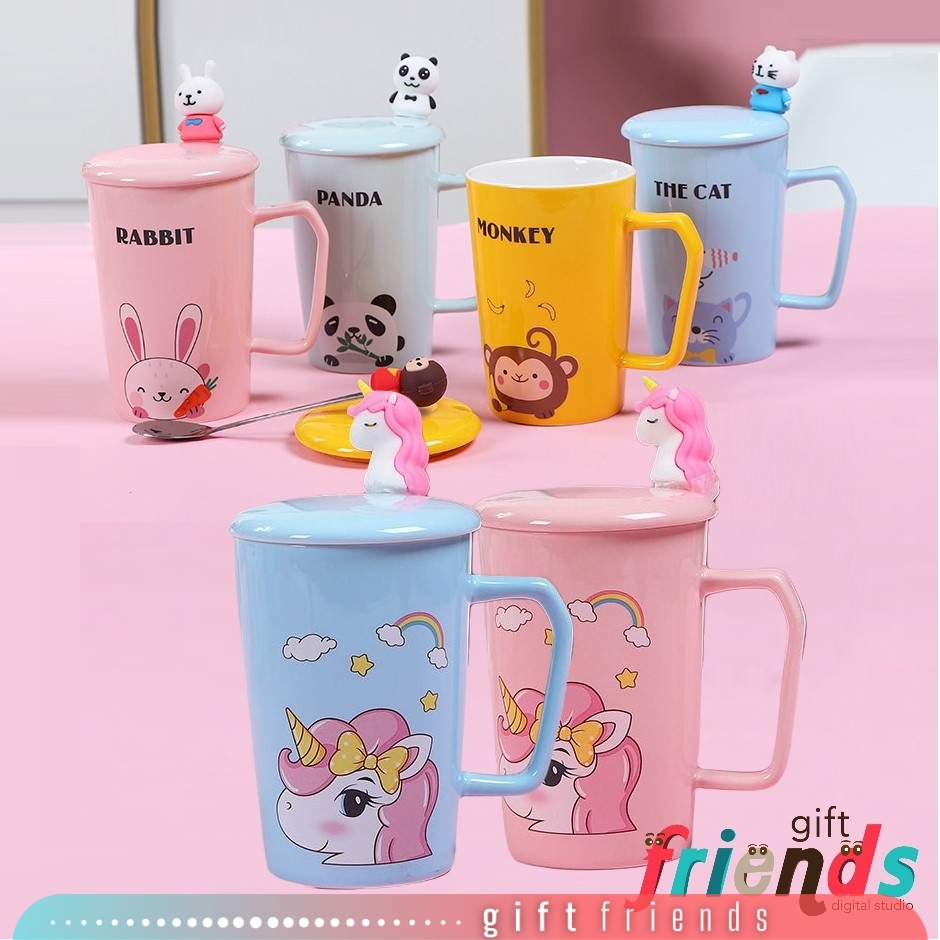 Cute Unicorn Mug Panda Cat Monkey Rabbit Quality Ceramic Coffee Cup Cartoon Gift Ideas Seramik Kreatif Cawan Kartun Shopee Singapore