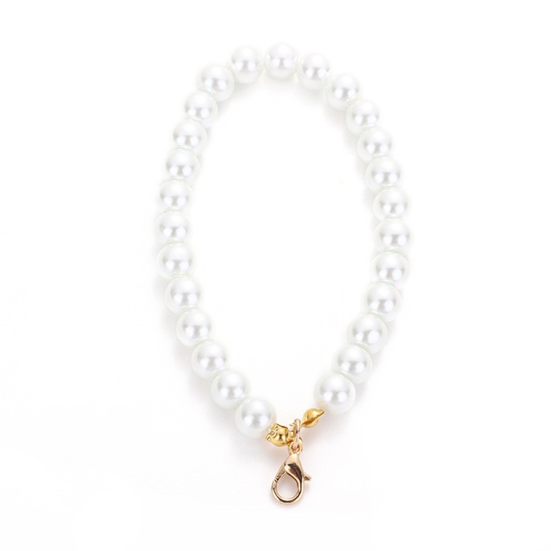 KING 5Pcs Faux Pearl Wristlet Chain Strap for Wallet White Pearls Wristlet Lanyard Keychain Hand Straps Kit For Purse Keys