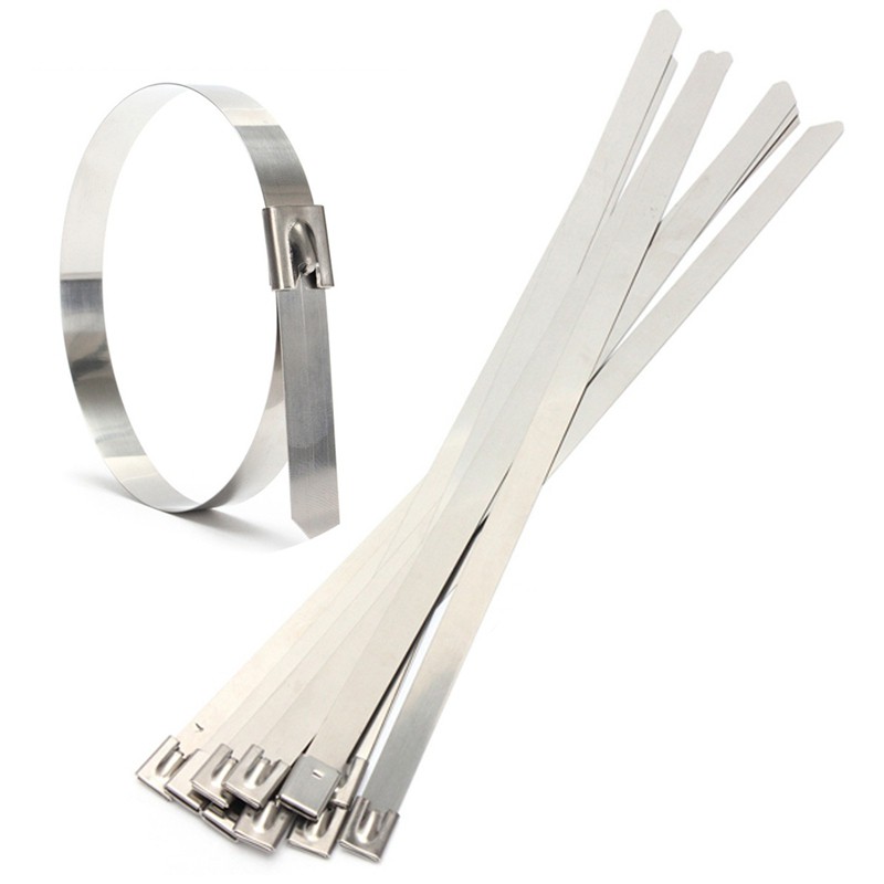 10Pcs Stainless Steel Metal Cable Ties Zip Wire Wraps Exhaust Straps SP 