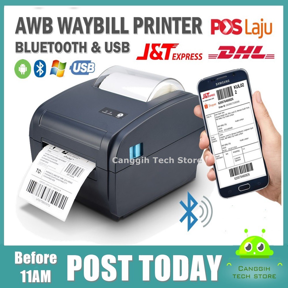 A6 Thermal AWB Waybill Printer Airway Bill Barcode Shipping Label 100mm
