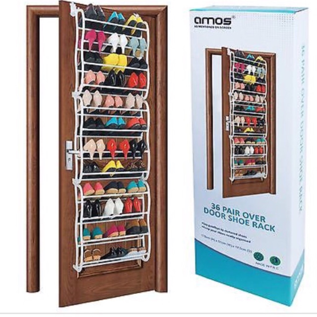 Whitmor 6780 4679 White Resin 36 Pair Over The Door Shoe Rack