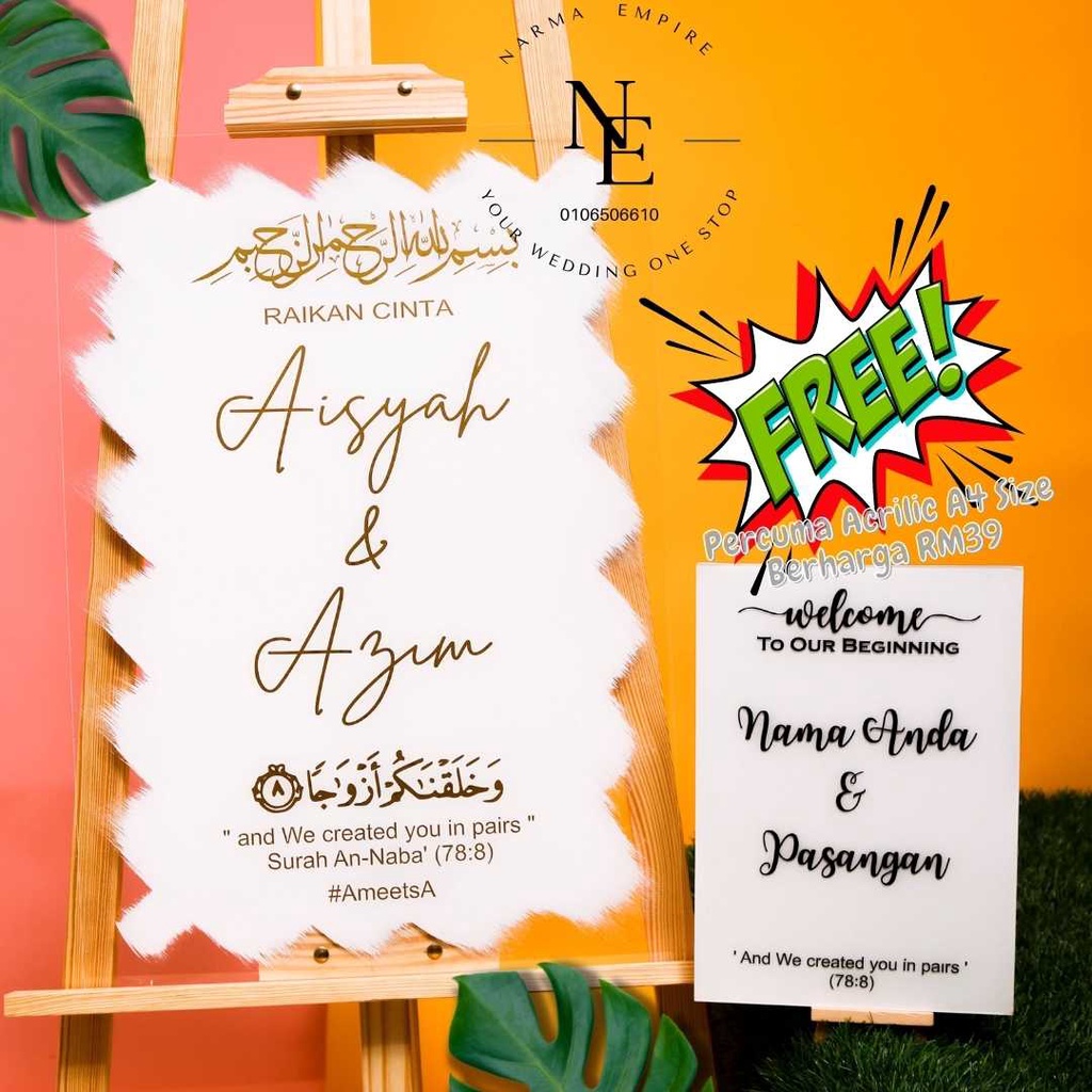 Wedding Board Signboard Kahwin Board Perkahwinan Acrylic