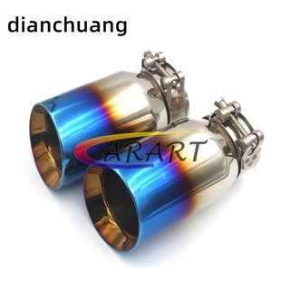 Universal Car Exhaust Muffler Tip Round Stainless Steel Pipe Chrome Exhaust Tail Muffler Tip Pipe Silver /Grilled Blue Accessori