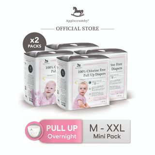 [Bundle of 2] Applecrumby™ Chlorine Free Premium Overnight Pull Up Pants Diapers (Mini Pack)