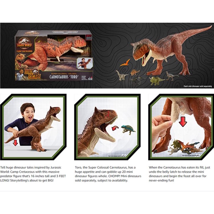 jurassic world camp cretaceous colossal carnotaurus toro figure