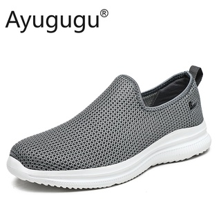 Ultra-light summer casual shoes men women mesh sneakers light breathable simple shoes grey plus size 36-47