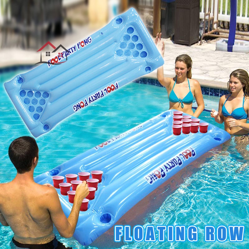 Board Pong Table Mat with 18 Ping Pong Balls 18-Pocket Swimming Pool Water Lake Party Foam Board Mat Pad SHUININI 2 in 1 Floating Mat Beer Pong Floating Suntanner Lounge 