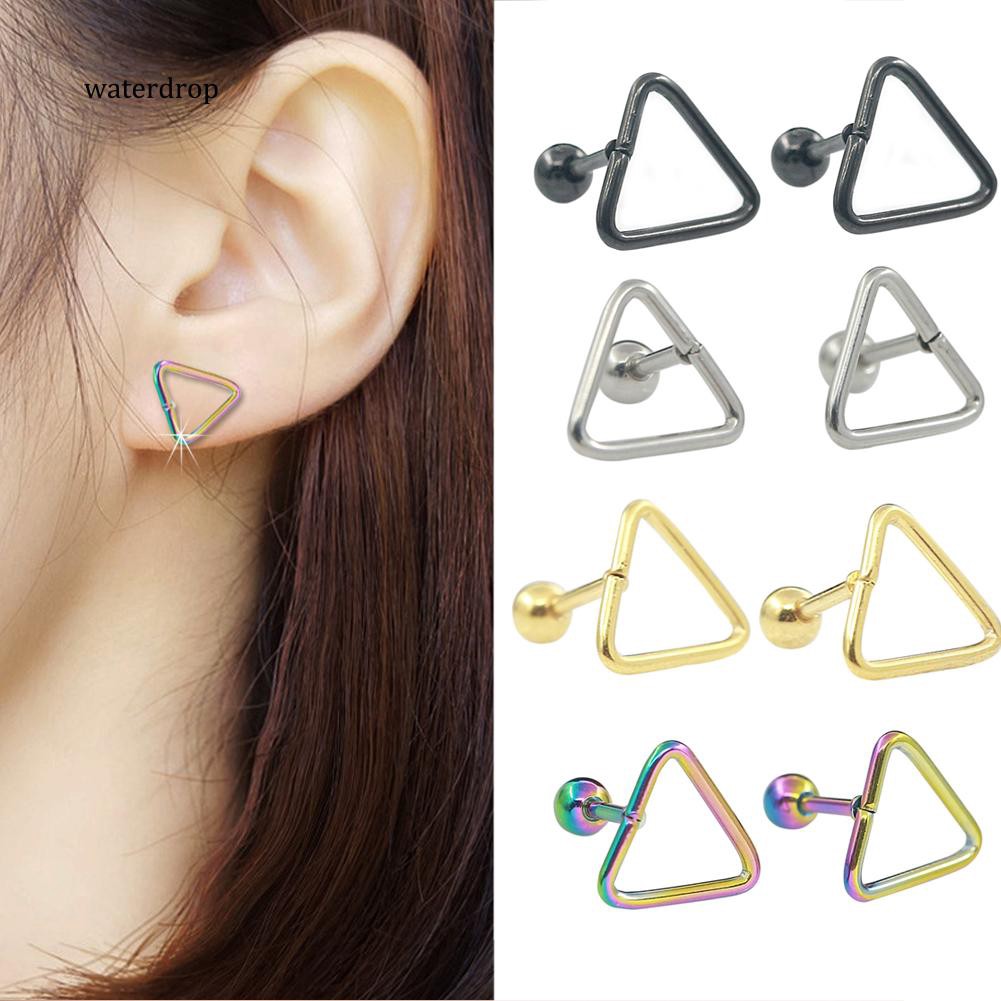 Wtdp Chic Triangle Bar Ear Tragus Cartilage Helix Stud Earrings Lady Piercing Jewelry Shopee Singapore