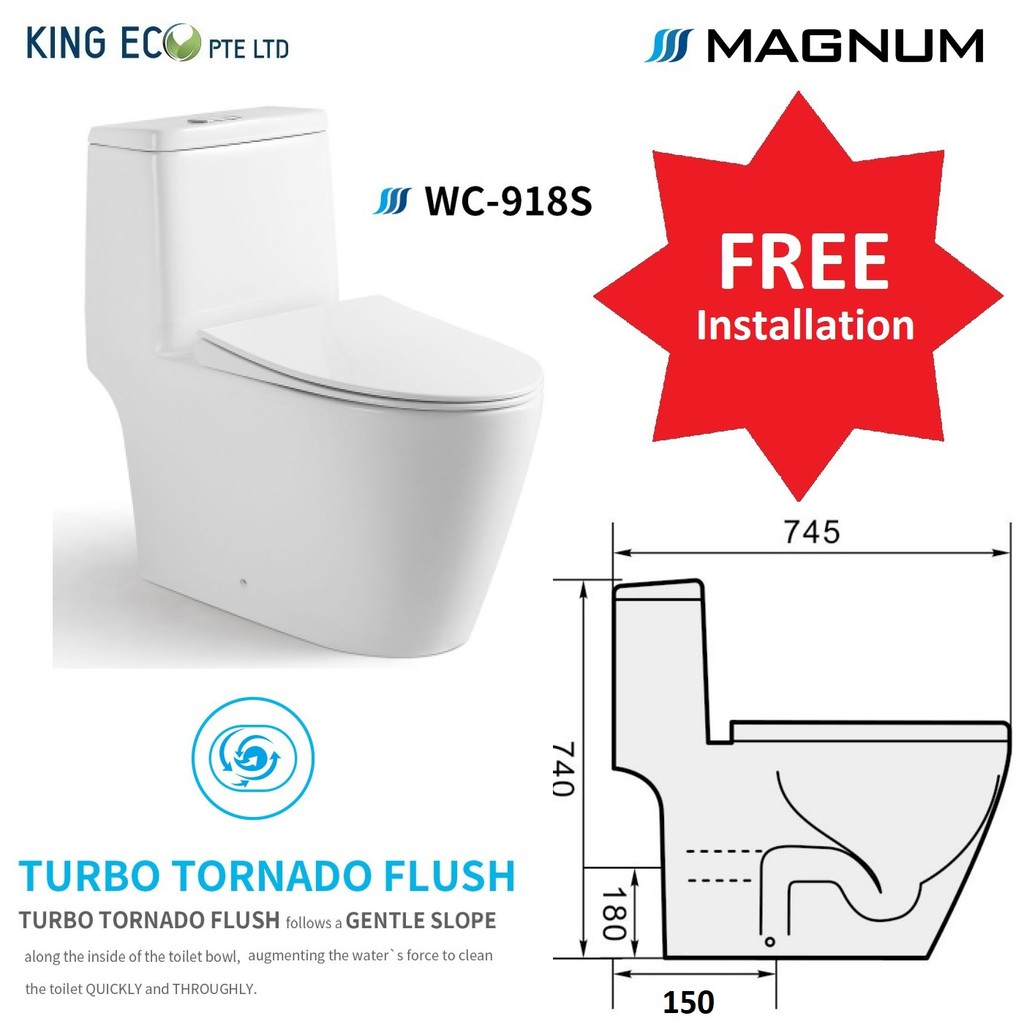 Magnum 918S One Piece Toilet Bowl With Turbo Tornado Flushing (Geberit ...