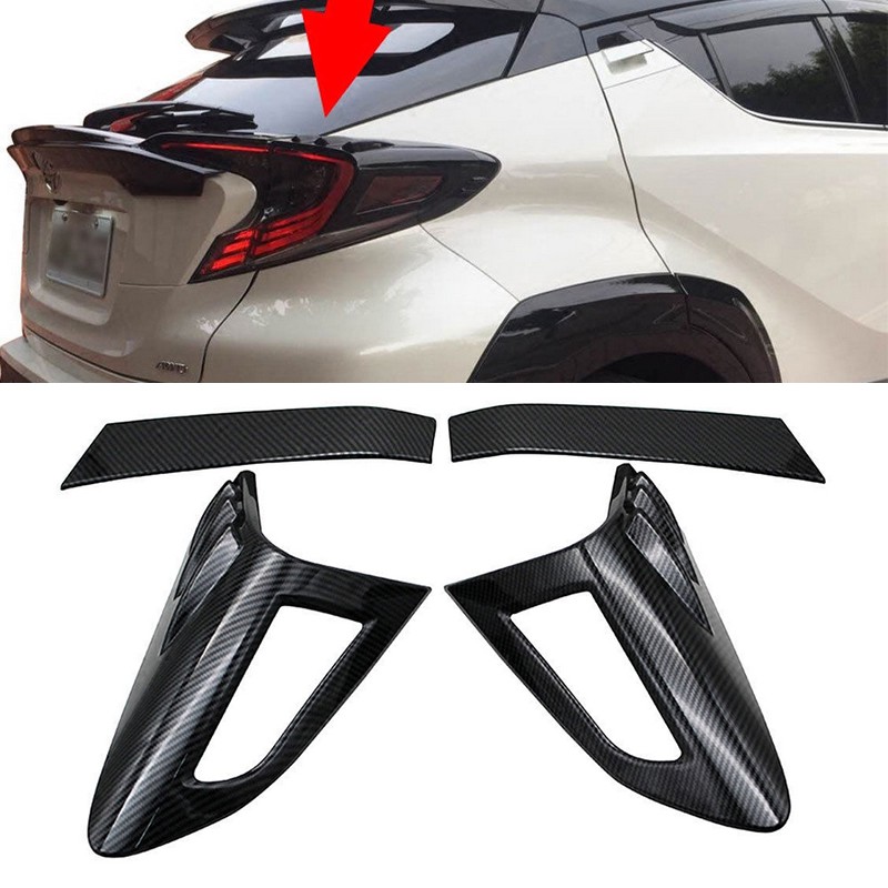 4Pcs Carbon Fiber Style Rear Back Lamp Tail Light Cover For Toyota CHR US Stock
