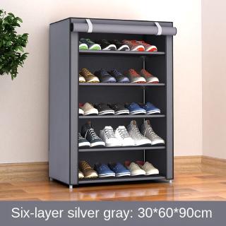 Shoe Cabinet Household Simple Canvas Shoe Cabinet Stainless Steel Waterproof Oxford Cloth Double Row Modern Simple Dustproof Shoe Storage Rack Shopee Singapore