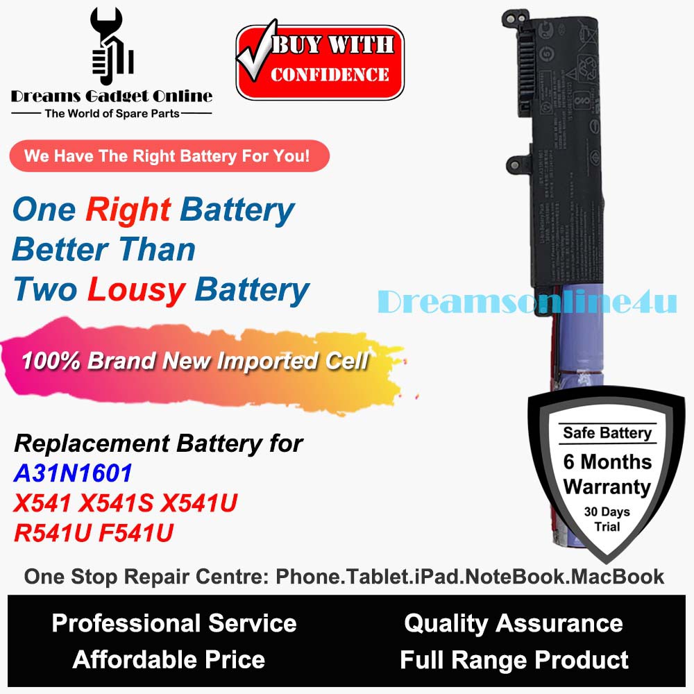 Replacement Notebook Battery A31n1601 For Asus X541 X541s X541u R541u F541u 3350mah Shopee Singapore