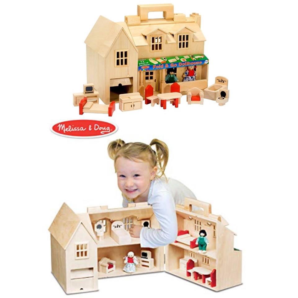 melissa and doug fold and go wooden dollhouse