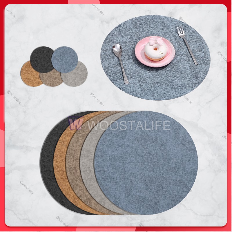 Dining Round Leather Placemats Set Of 6, Round Leather Placemats
