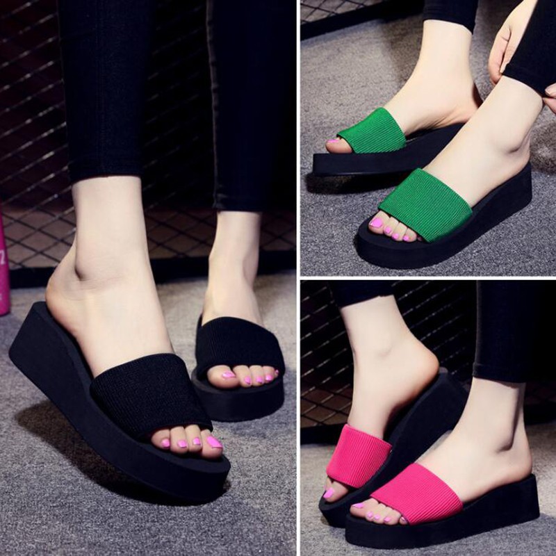 ladies slippers with wedge heel