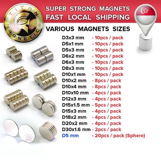 [SG STOCK] Disc Magnets Round Circular Strong Neodymium Magnets Rare Earth Magnets, Fridge Magnets Various Sizes
