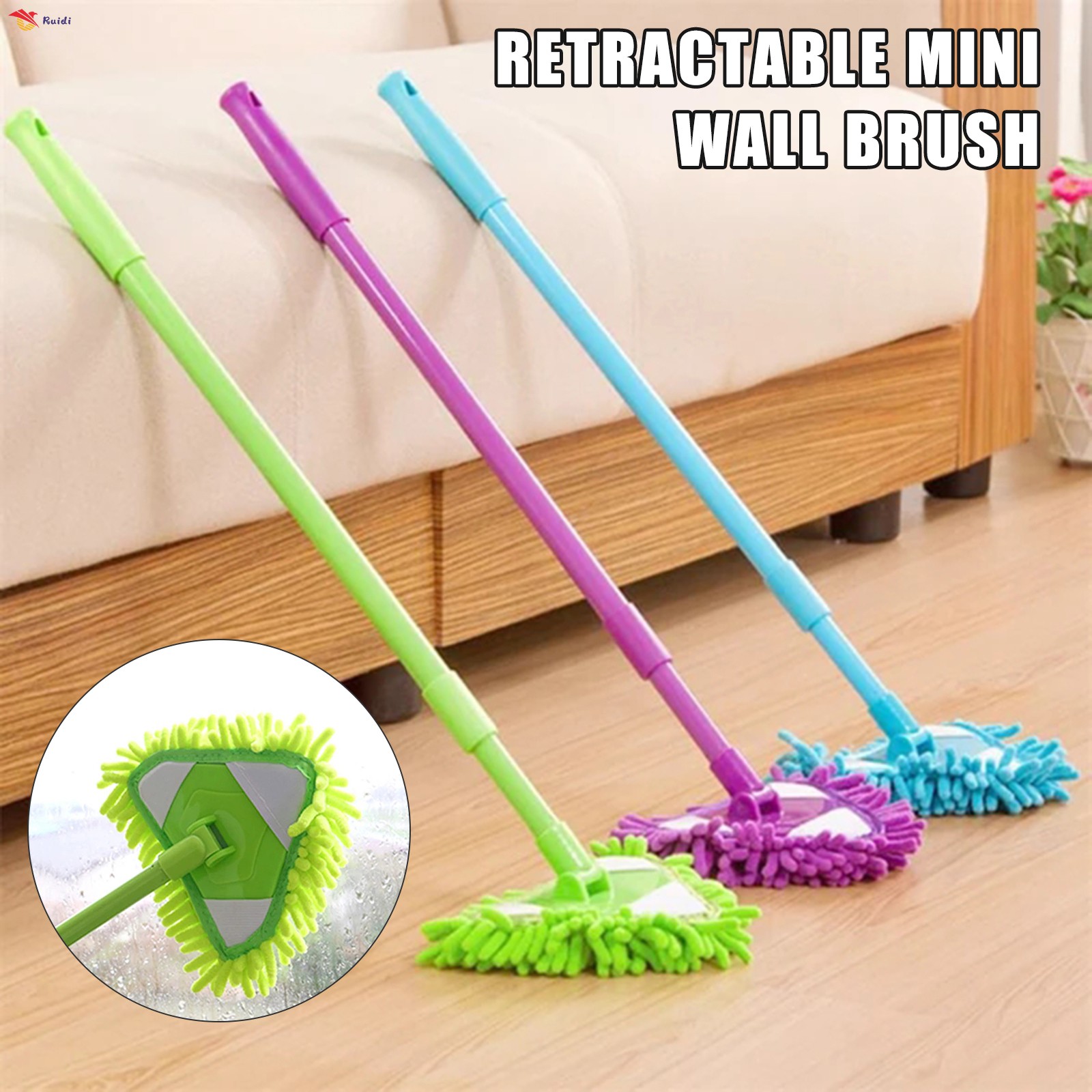 180 Degree Rotatable Adjustable Triangular Cleaning Mop Home Wall ...