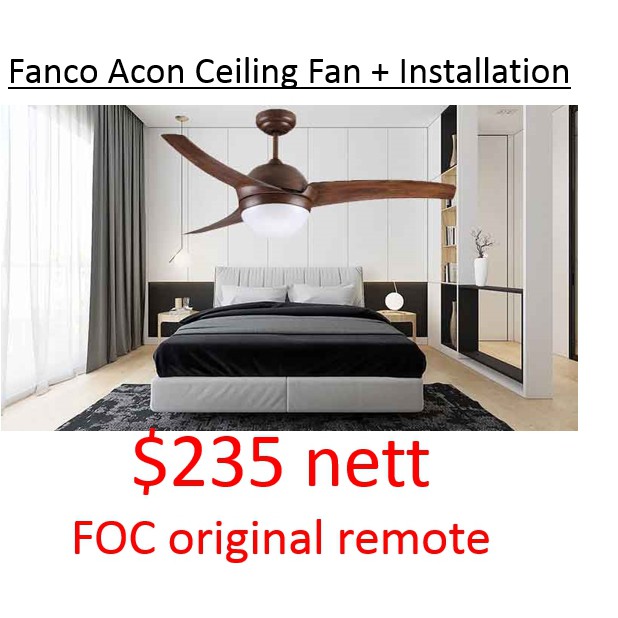 Free Installation Fanco Acon Ceiling Fan Light Kit Remote