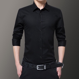 M~8XL] Black Shirt Men Long Sleeve ...