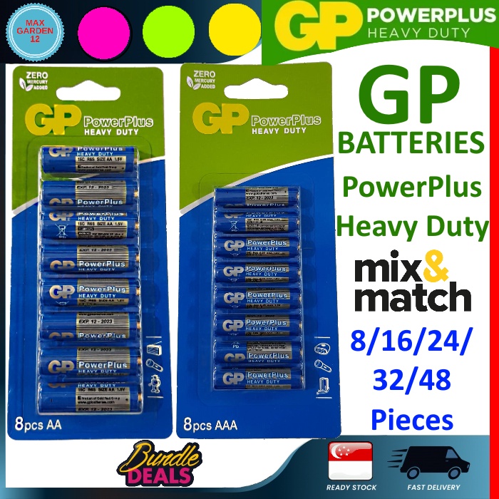 Bundle Deal GP Batteries PowerPlus Heavy Duty AA and AAA Premium Grade ...