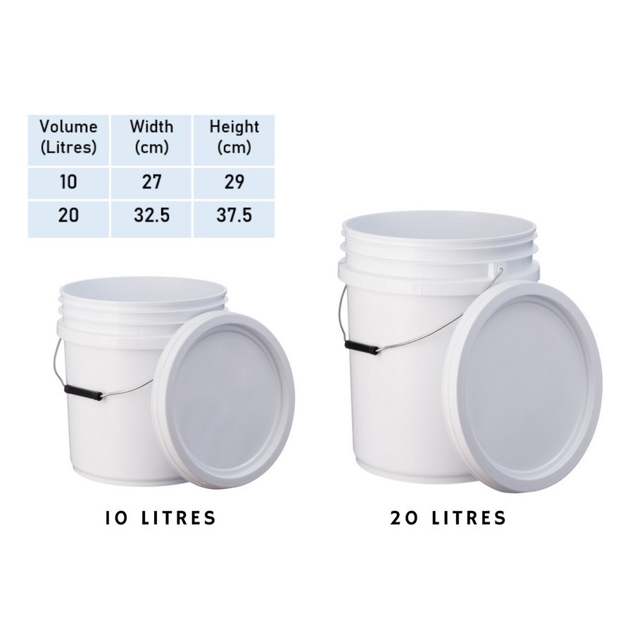 Download Ready Stock 10l 20l Multi Purpose Packaging White Plastic Pail With Cover Metal Handle Paint Pail Bucket Shopee Singapore