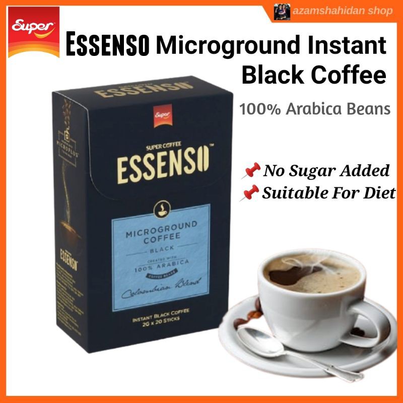 Shop Malaysia Ready Stock Essenso Microground Black Coffee Colombian Blend 2g X 20 Sticks Caffeine Kopi Diet Tanpa Gula Sihat Kafein Shopee Singapore