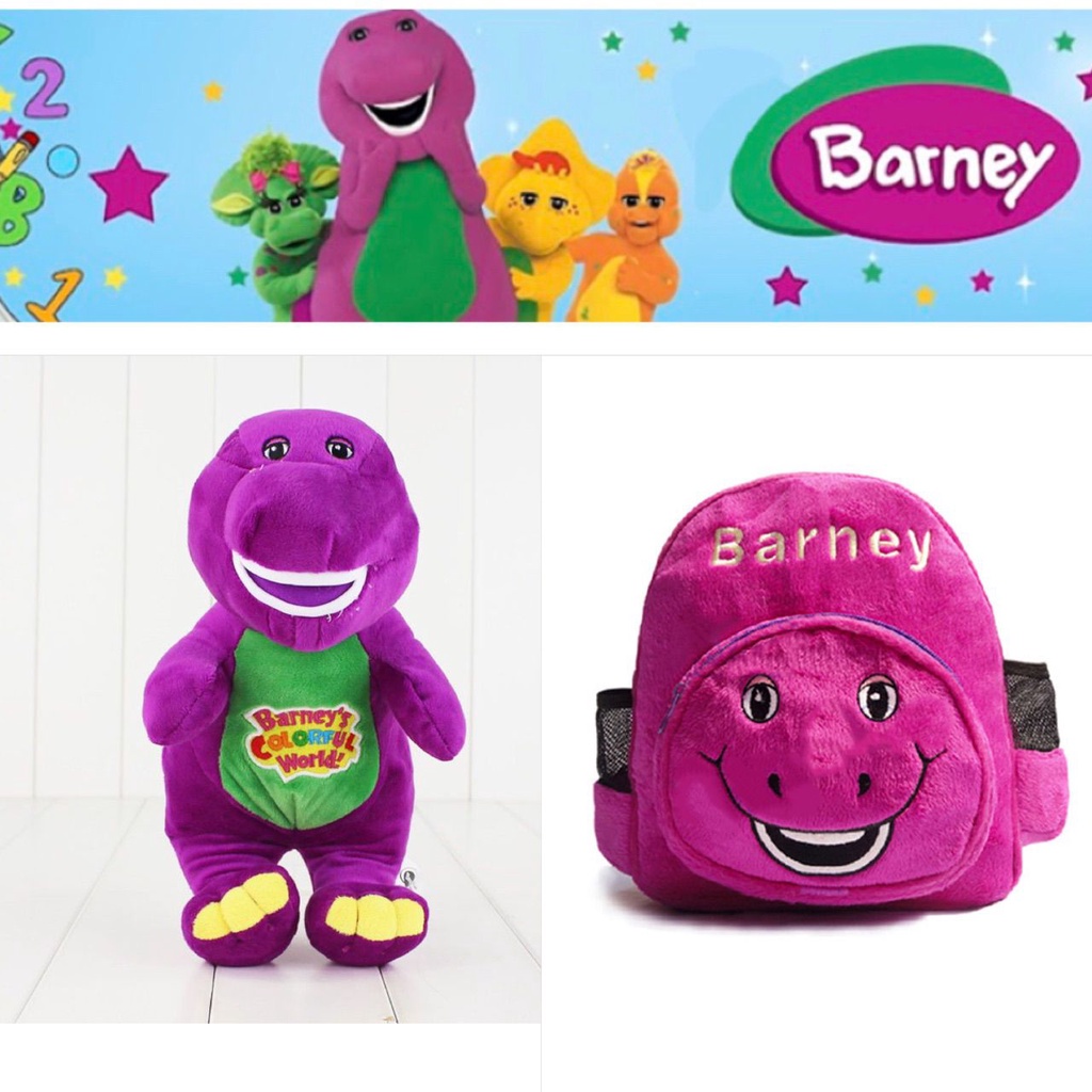 Cute Cartoon Plush Backpack Barney The Dinosaur Singing Purple Plush