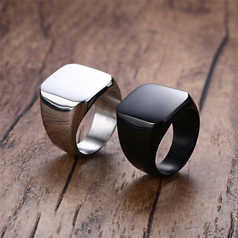 Men Finger Ring Simple Blank Gloss Modern Titanium Steel Personality Accessories