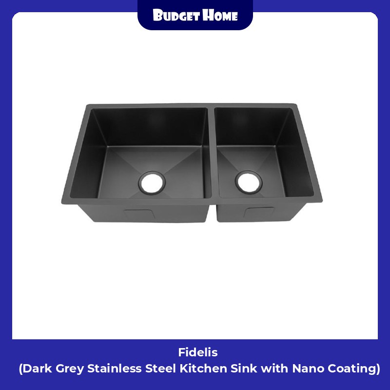 Fidelis Dark Grey Stainless Steel Kitchen Sink With Nano Coating Shopee Singapore