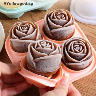 AYellowgod Silicone Molds for Ice Cube 4 Holes Rose Flower Shape Reusable Ice Cube Tray . #0