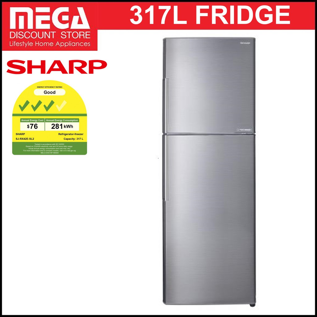 SHARP SJRX42ESL2 317L 2DOOR FRIDGE (3 TICKS) Shopee Singapore