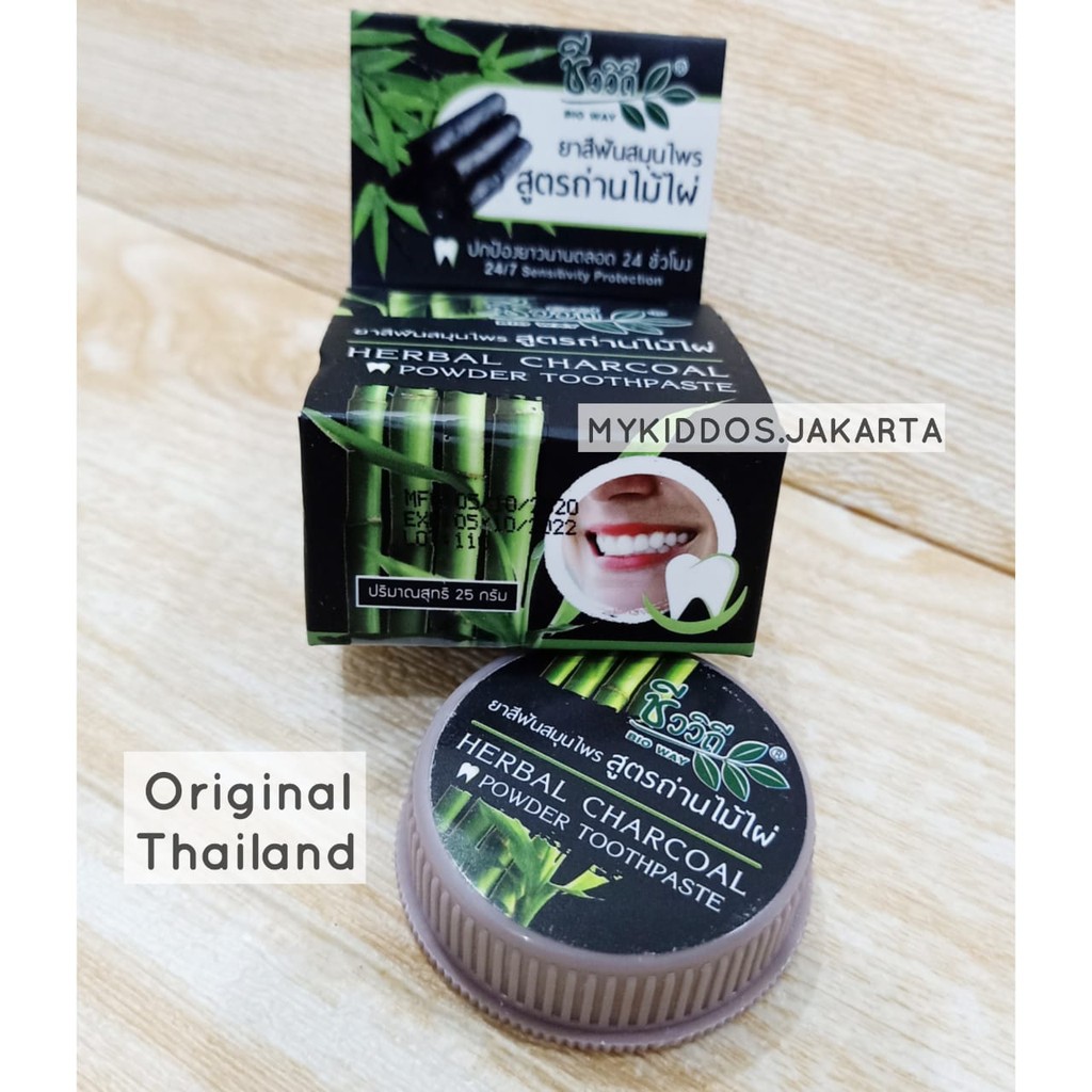 Bio Way Herbal Charcoal Powder Toothpaste Herbal Odol (Ori Thai