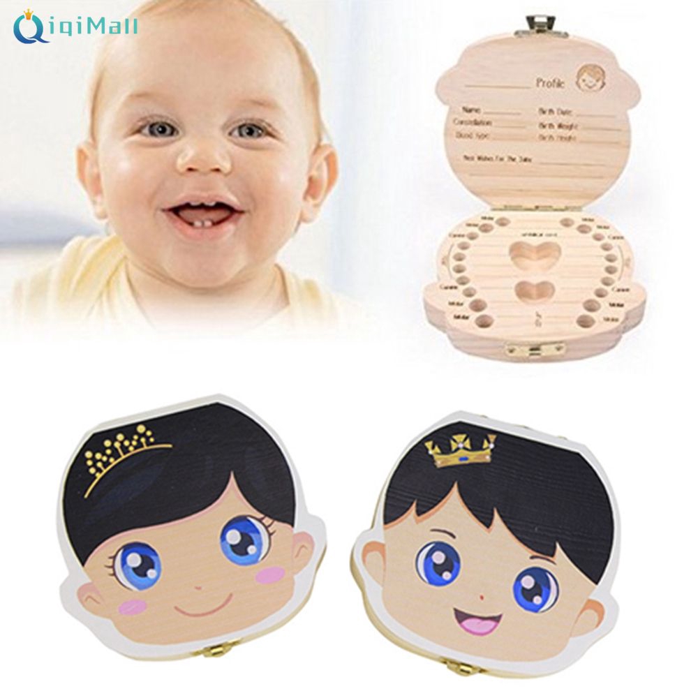 Wooden Baby Girl Milk Teeth Save Box Souvenir Box Organizer Holder Storage for Kids Baby 