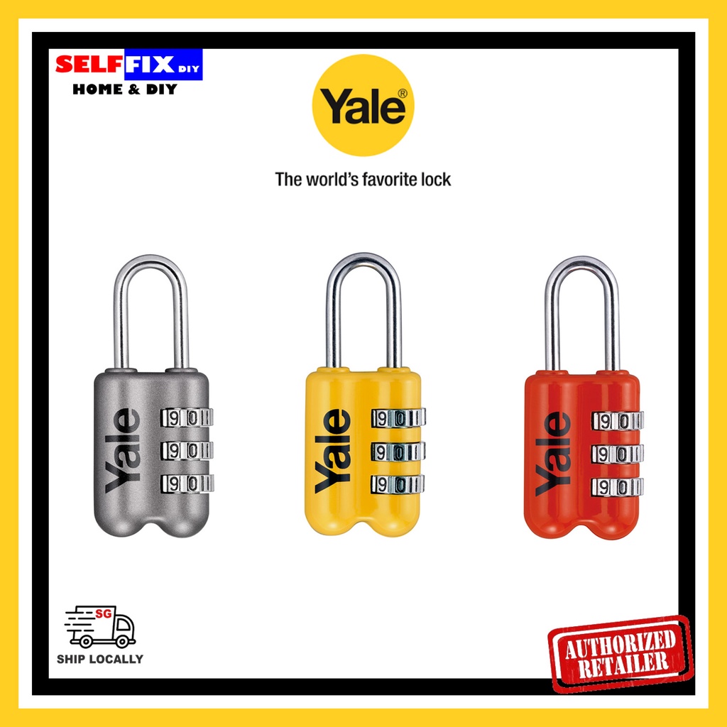 YALE YP2/23/128/1 Grey / Yellow / Red Luggage Pad Lock Standard 3Digit