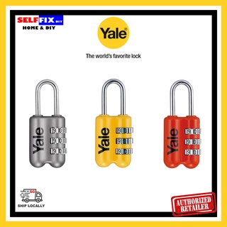 YALE YP2/23/128/1 Grey / Yellow / Red Luggage Pad Lock Standard 3-Digit Combination Padlock