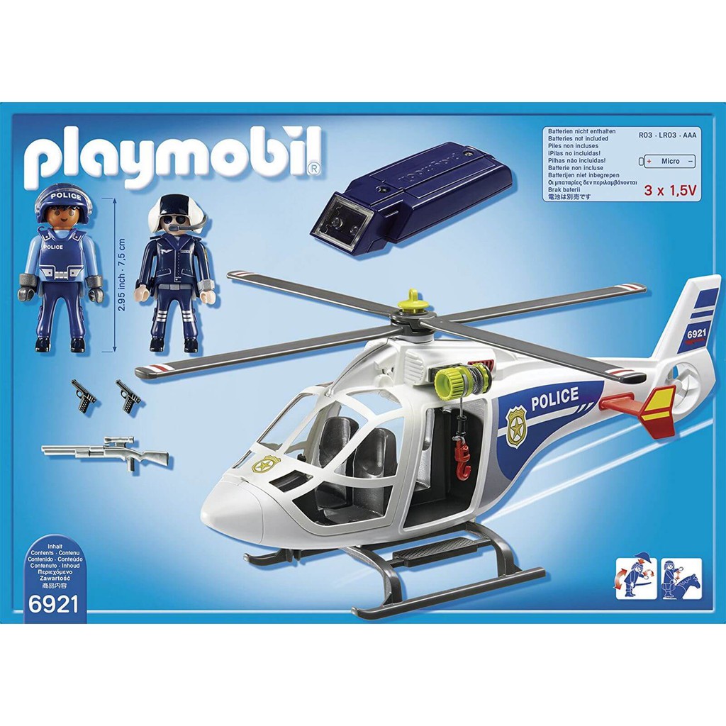 playmobil 6921 city action police helicopter with led searchlight