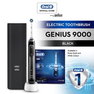Image of Oral-B Genius 9000 Electric Toothbrush with Gum Care, Floss Action, Whitening Mode, Black, White, Rose Gold