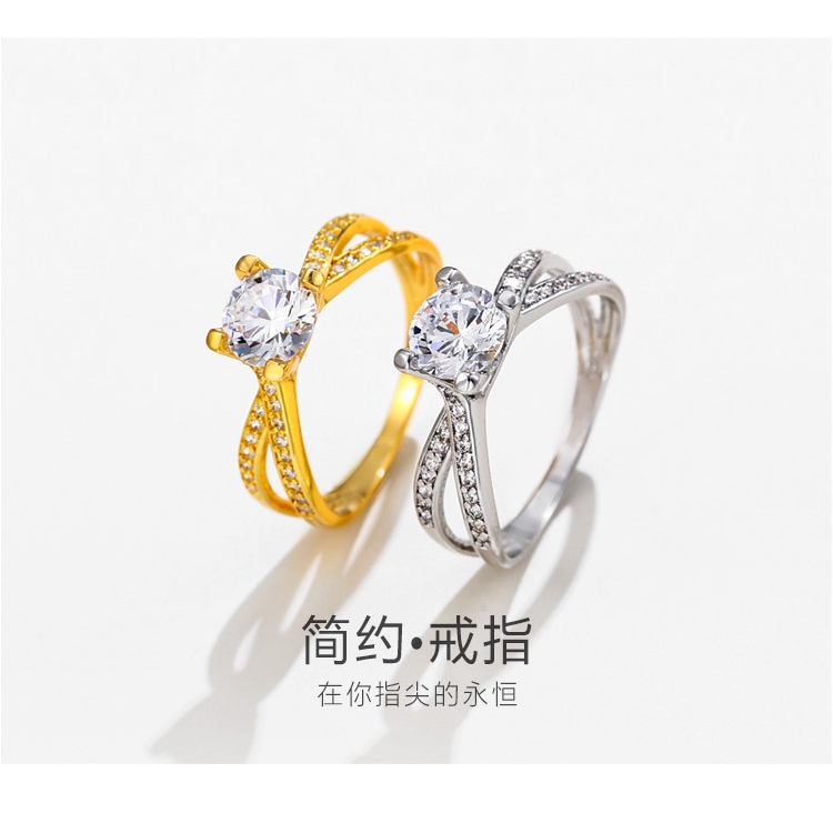 Ring Gold Plated Ring Diamond Zircon Ring Shining Charming Zircon Ring Couple Ring Shopee Singapore