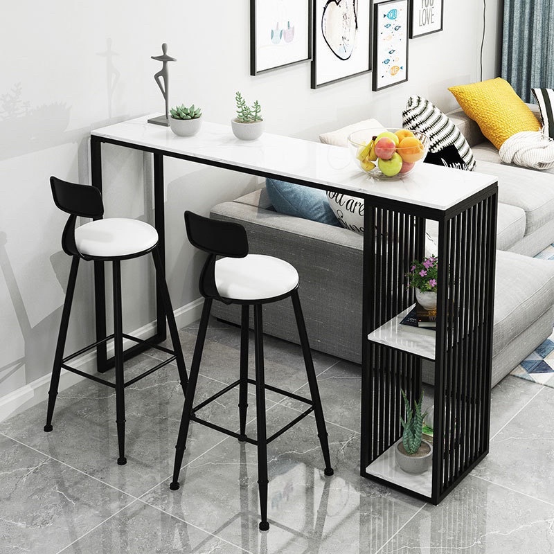 Bar Table Set Black White Iron Art Marble Desktop Luxury Shopee Singapore