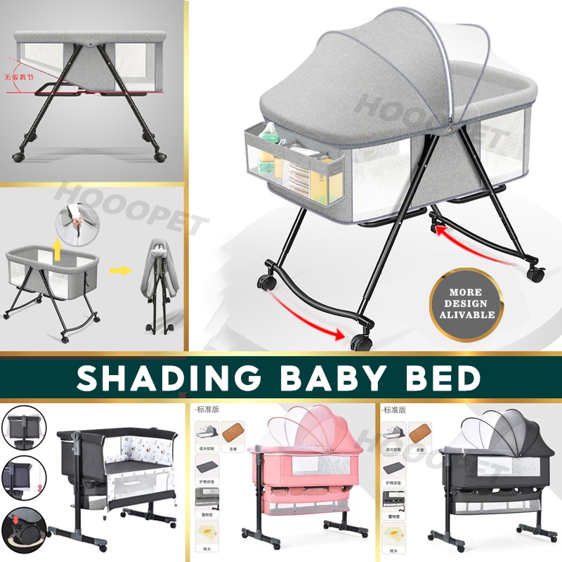 Baby Cot Portable Baby Crib Multifunctional Foldable Bed With Wheels Swing Cot Suitable For 0