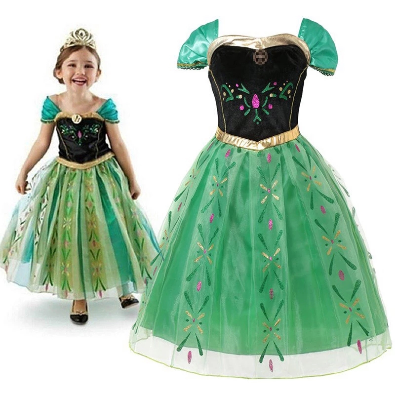 Elsa Frozen Anna Stage Princess Dress Halloween Birthday Cosplay Dress For Girl Snow Queen Princess Costume