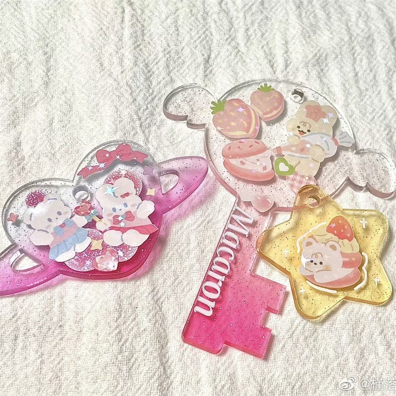 Gradient transparent acrylic sheet Gupan DIY manual key chain star chasing 渐变透明亚克力片咕盘DIY手工钥匙扣追星挂件个性咕卡 XI8805