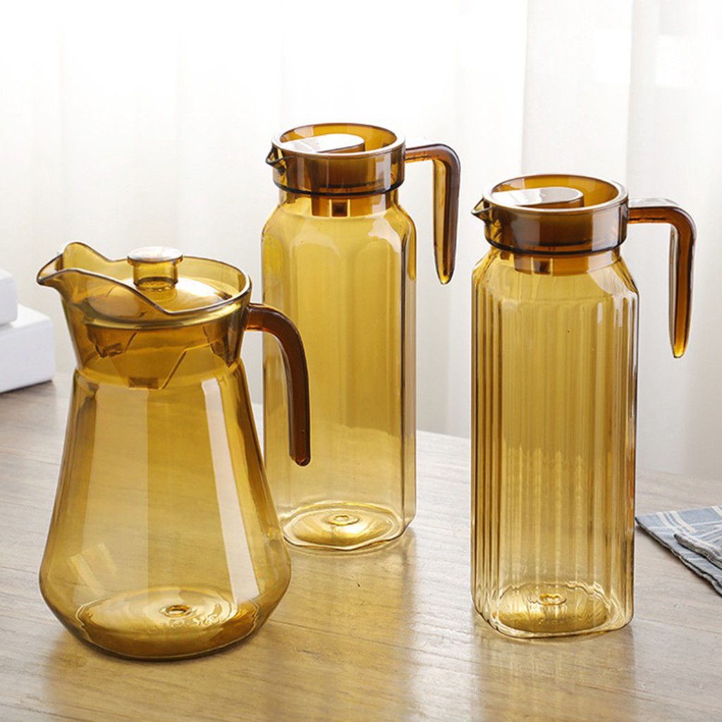 Acrylic Carafe with Lid Pitcher Hot/Cold Water Ice Tea Juice Beverage ...