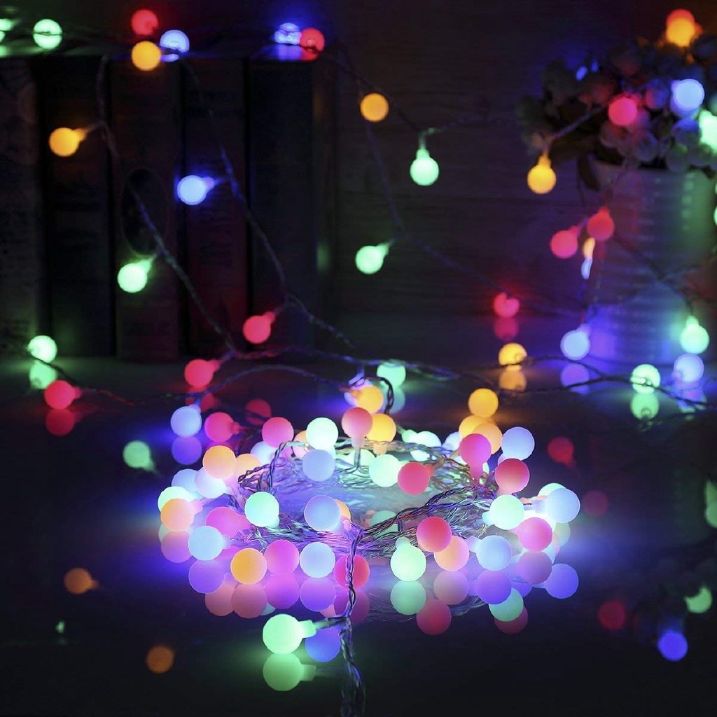 LED Ball String Fairy Light Battery Powered Festival Xmas Party Lamp House Decor Hari Raya