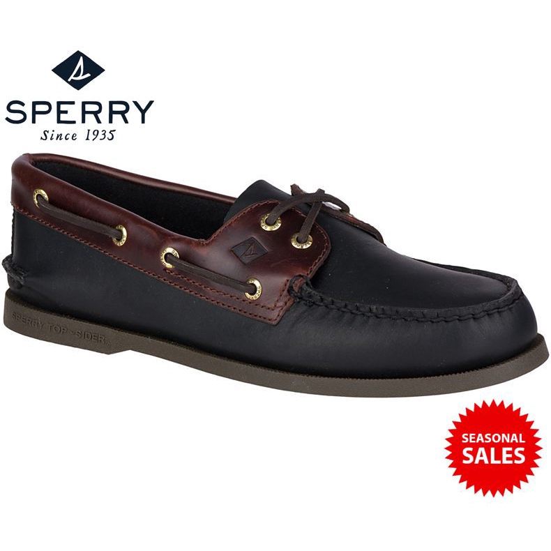 Sperry Men's Authentic Original 2-Eye Boat Shoes (Colour: Black ...